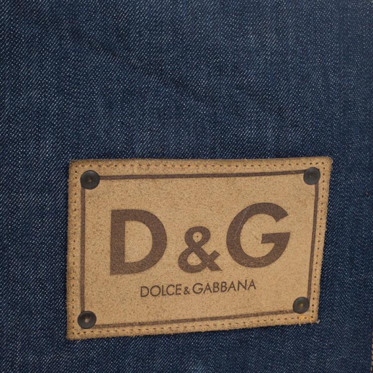 Pre Owned D and G Brown Leather and Denim Messenger Bag