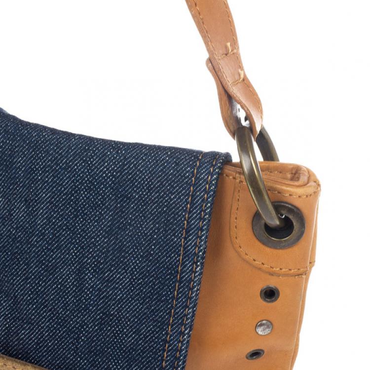Pre Owned D and G Brown Leather and Denim Messenger Bag