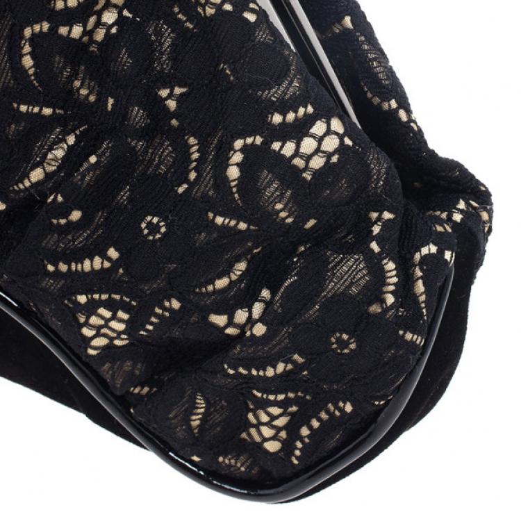 Pre Owned D and G Kiss Lock Frame Lace Clutch