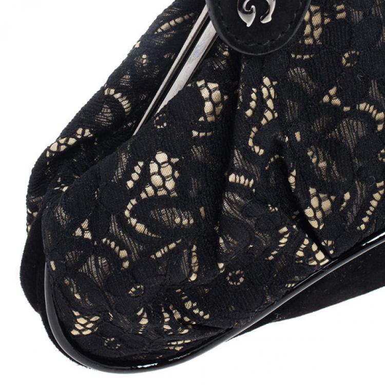 Pre Owned D and G Kiss Lock Frame Lace Clutch