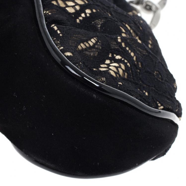Pre Owned D and G Kiss Lock Frame Lace Clutch