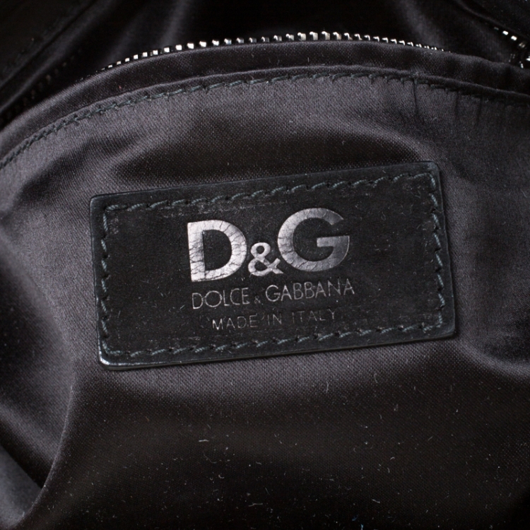 Pre Owned D&G Black Crystal Embellished Suede Chain Clutch
