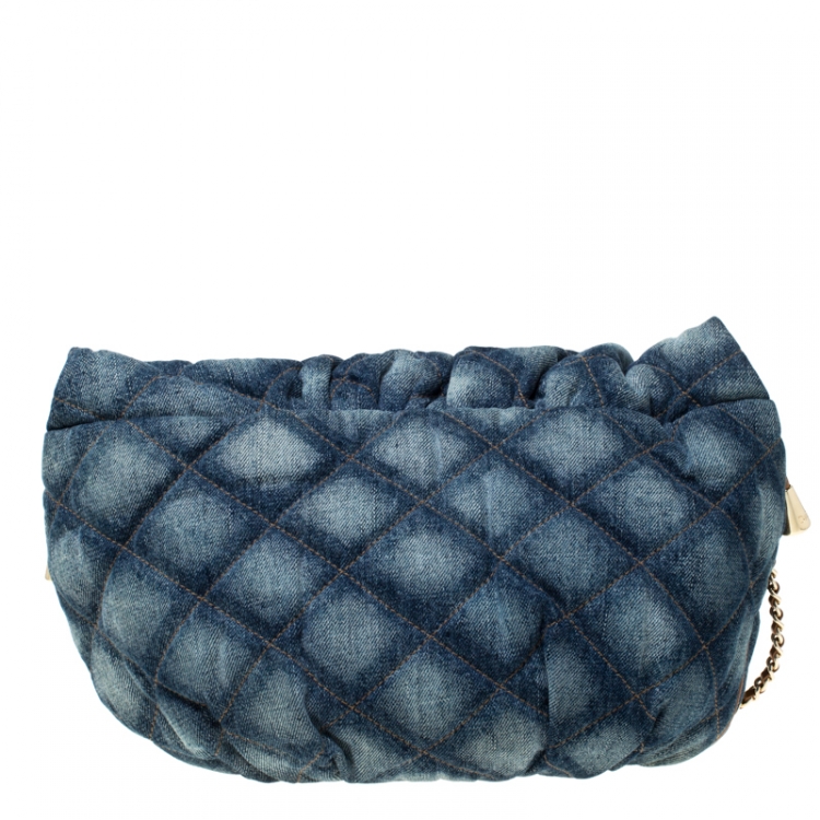 Pre Owned Dolce & Gabbana Quilted Denim Flap Lock Bodybag