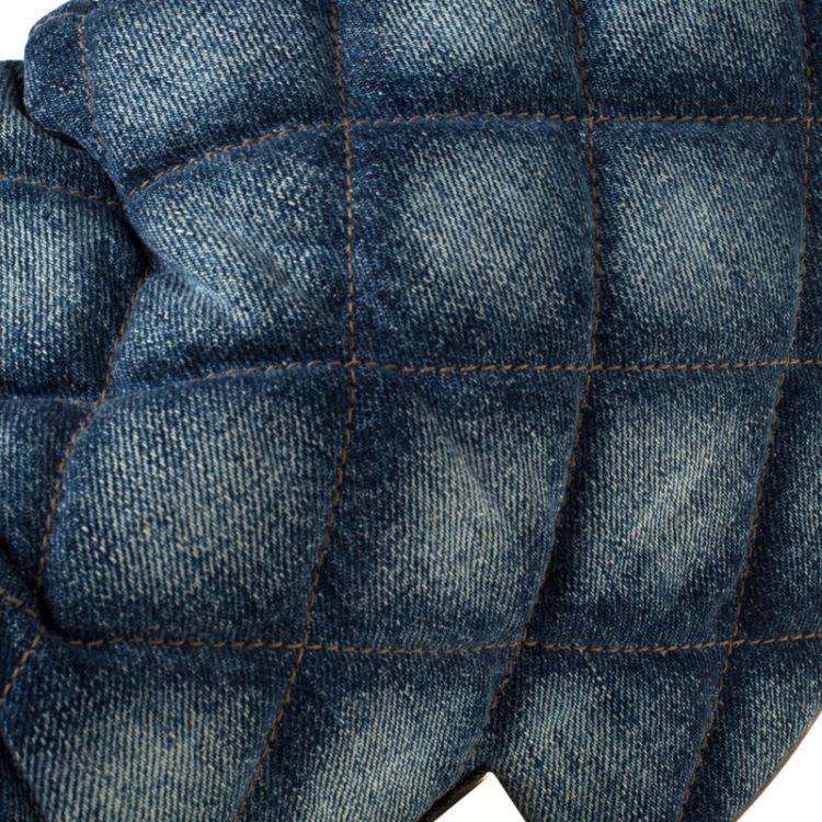 Pre Owned Dolce & Gabbana Quilted Denim Flap Lock Bodybag