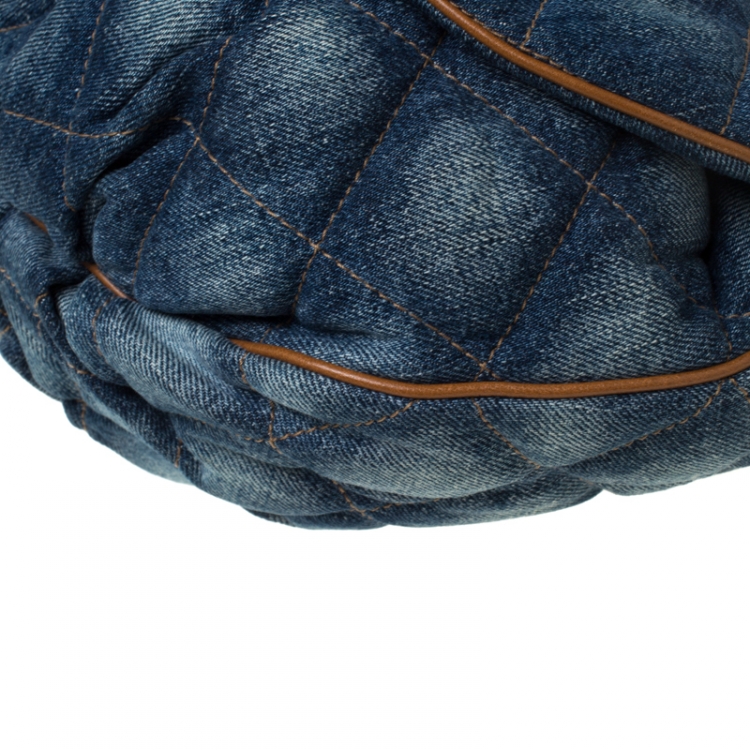 Pre Owned Dolce & Gabbana Quilted Denim Flap Lock Bodybag