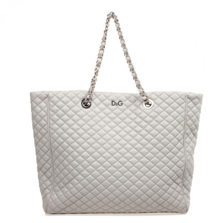 D\u0026G Grey Quilted Lily Glam Tote Bag 