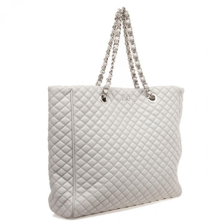 مملوكة مسبقًا D&G Grey Quilted Lily Glam Tote Bag