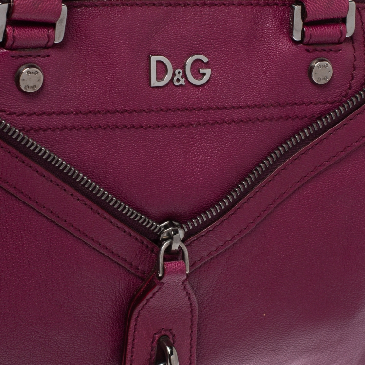 Pre Owned D&G Purple Soft Leather Vilma Satchel