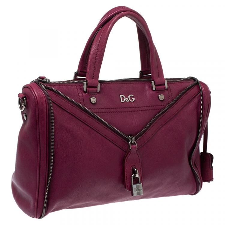 Pre Owned D&G Purple Soft Leather Vilma Satchel