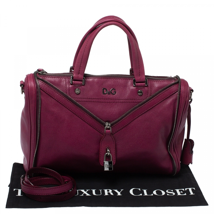 Pre Owned D&G Purple Soft Leather Vilma Satchel