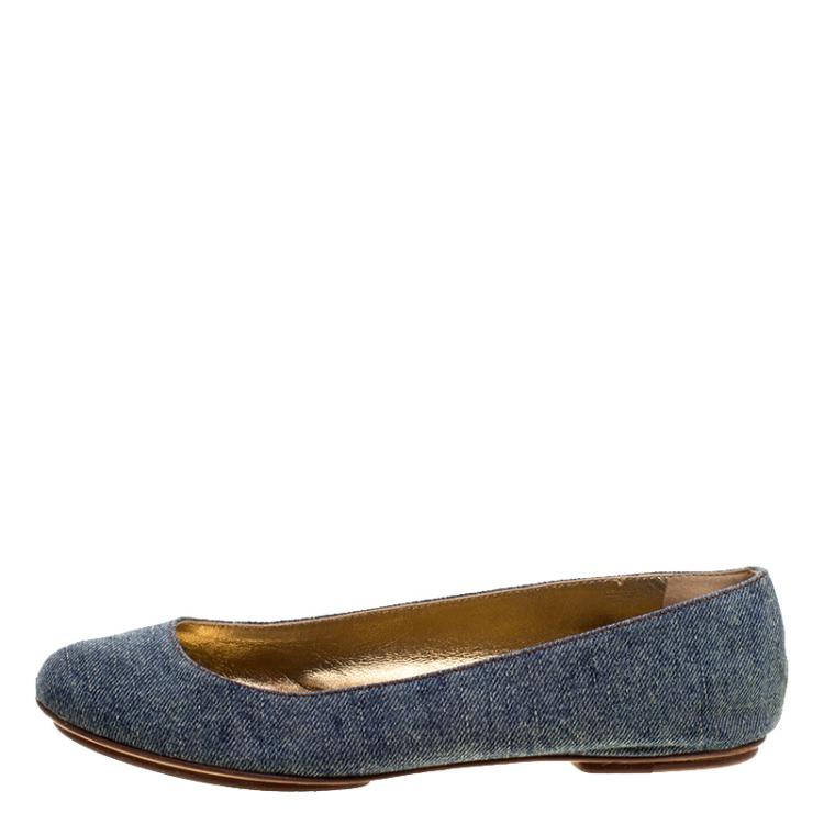 Pre Owned D and G Blue Denim Ballet Flats Size 38