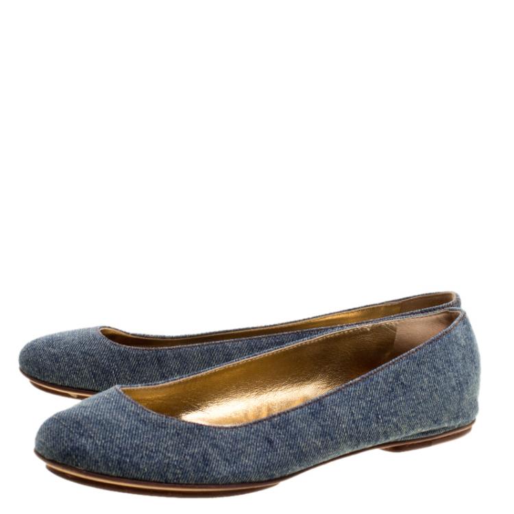 Pre Owned D and G Blue Denim Ballet Flats Size 38