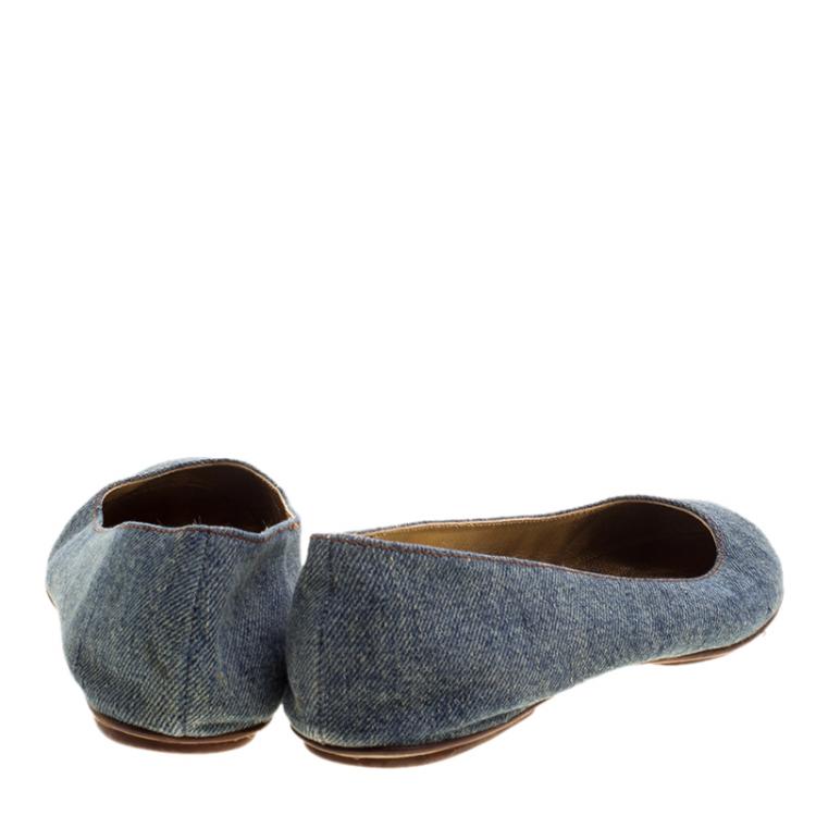 Pre Owned D and G Blue Denim Ballet Flats Size 38