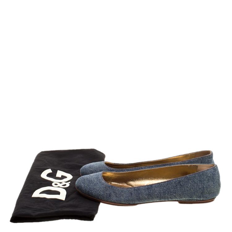 Pre Owned D and G Blue Denim Ballet Flats Size 38