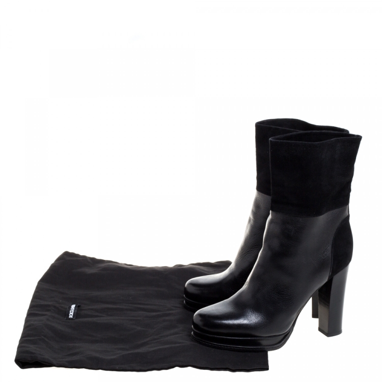 Pre Owned D&G Black Leather and Suede Ankle Boots Size 38.5