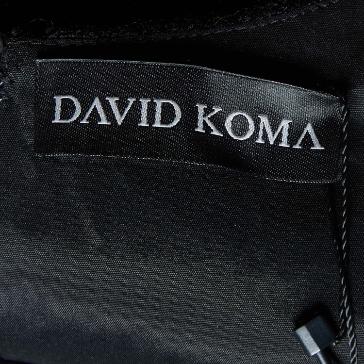 Pre Owned David Koma Black Tweed Houndstooth Crystal Embellished Mini Dress M