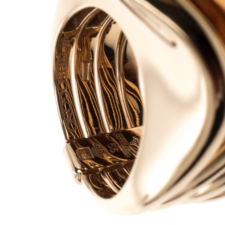 Pre Owned De Grisogono Onde 18k Rose Gold Cocktail Ring Size 55