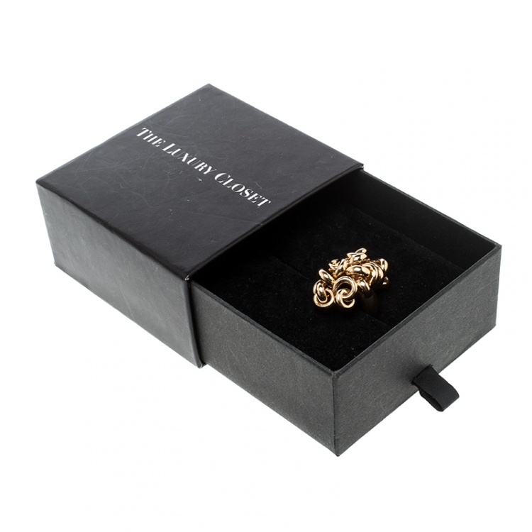 Pre Owned De Grisogono Interlocking Circles 18k Rose Gold Cocktail Ring Size 54