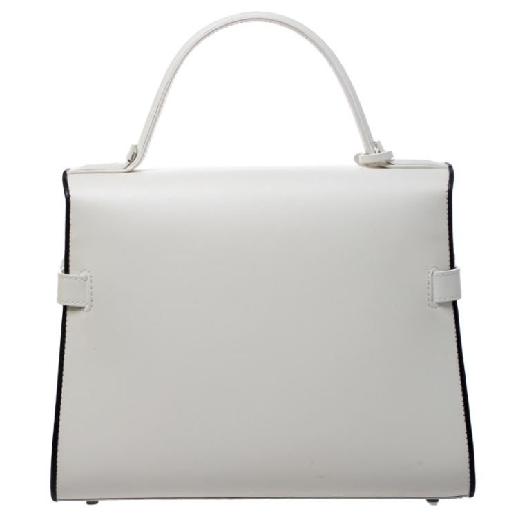 مملوكة مسبقًا Delvaux White Leather Tempete MM Top Handle Bag                  