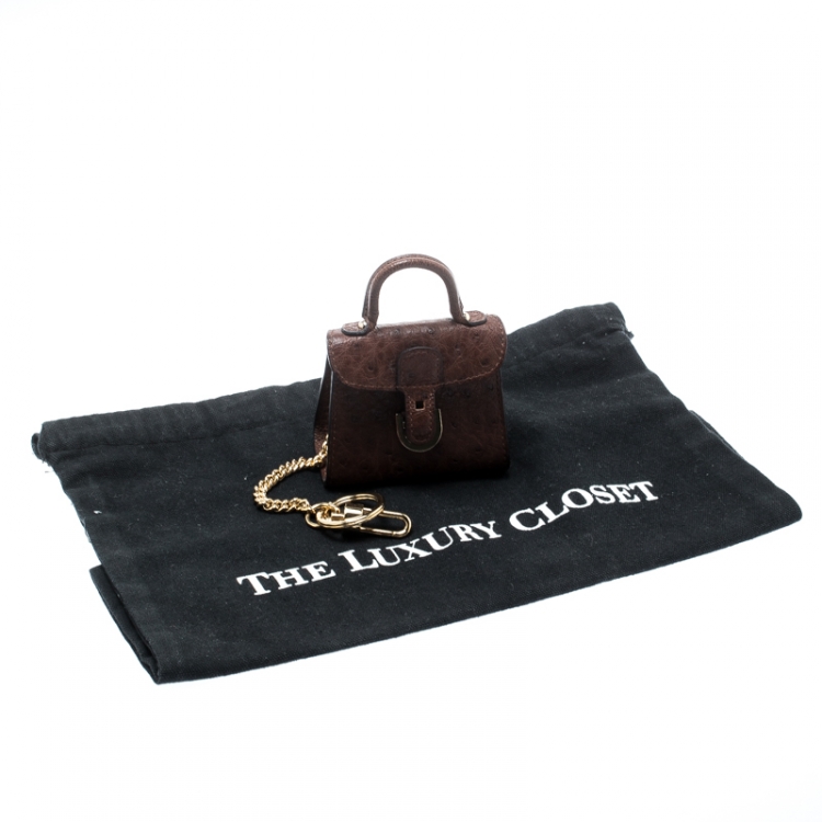 Pre Owned Delvaux Brown Ostrich Brilliant Bag Charm