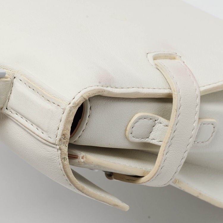 Pre Owned Delvaux White Leather Tempete PM Top Handle Bag
