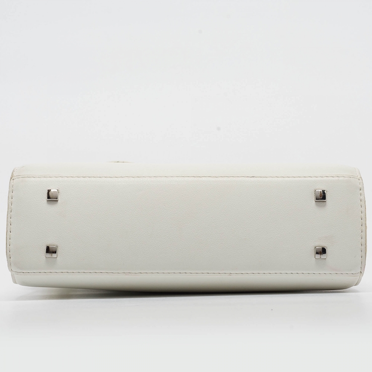 Pre Owned Delvaux White Leather Tempete PM Top Handle Bag