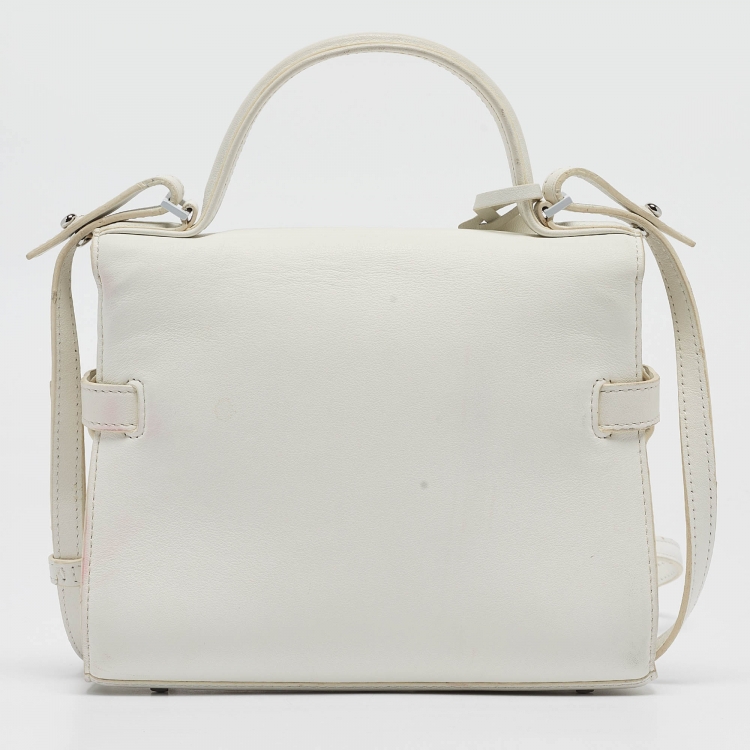 Pre Owned Delvaux White Leather Tempete PM Top Handle Bag