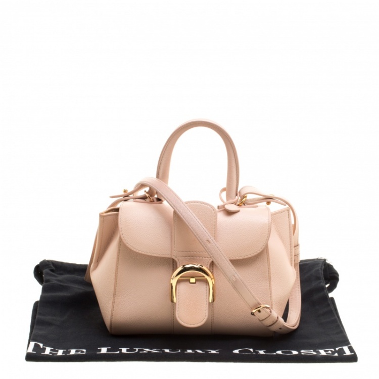 Pre Owned Delvaux Peach Leather Mini Le Brillant Top Handle Bag