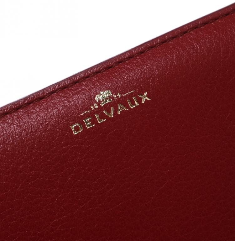 Pre Owned Delvaux Red Leather Tri Fold Continental Wallet