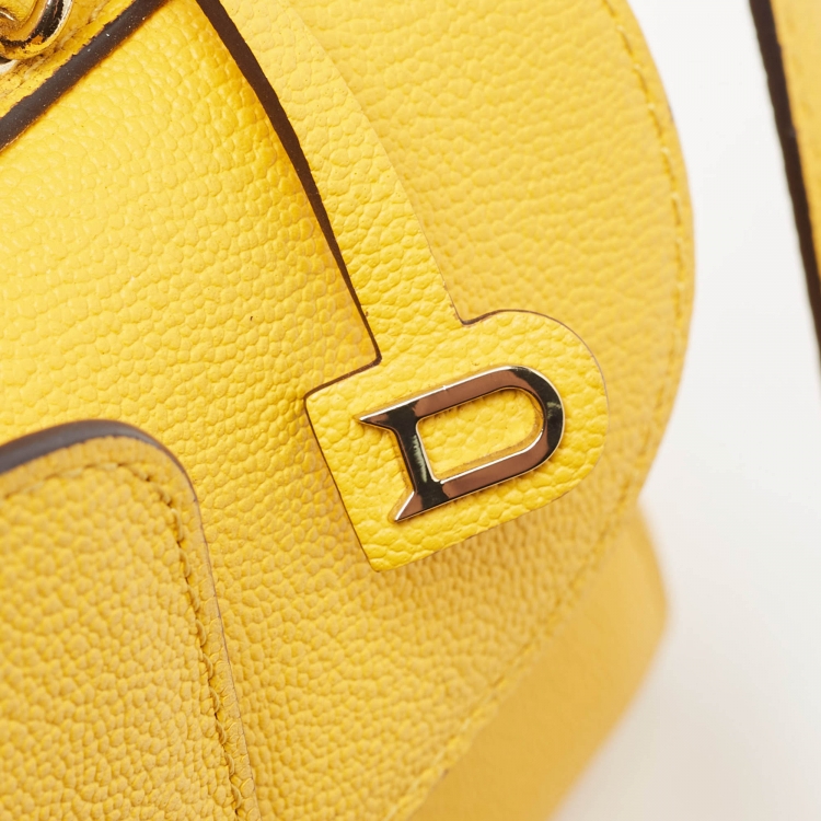 Pre Owned Delvaux Mustard Leather Mini Le Brillant Top Handle Bag