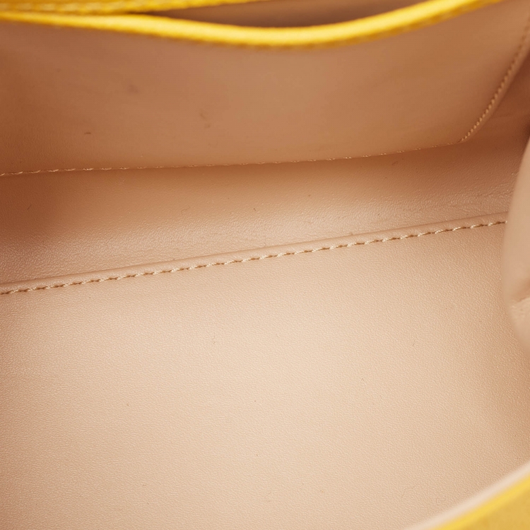 Pre Owned Delvaux Mustard Leather Mini Le Brillant Top Handle Bag