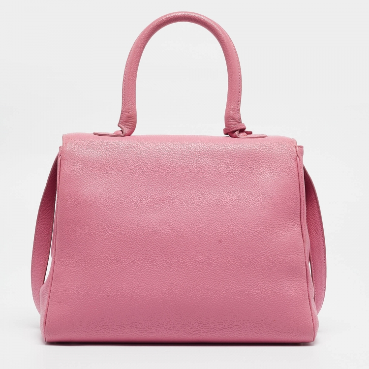 Pre Owned Delvaux Pink Leather Brillant MM Top Handle Bag