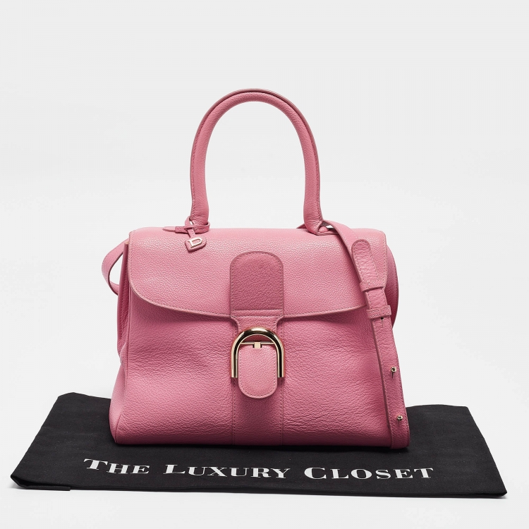Pre Owned Delvaux Pink Leather Brillant MM Top Handle Bag