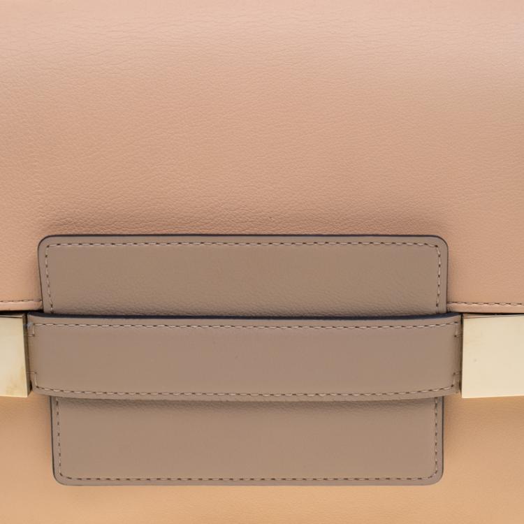 Pre Owned Delvaux Peach/Beige Leather Madame PM Shoulder Bag 