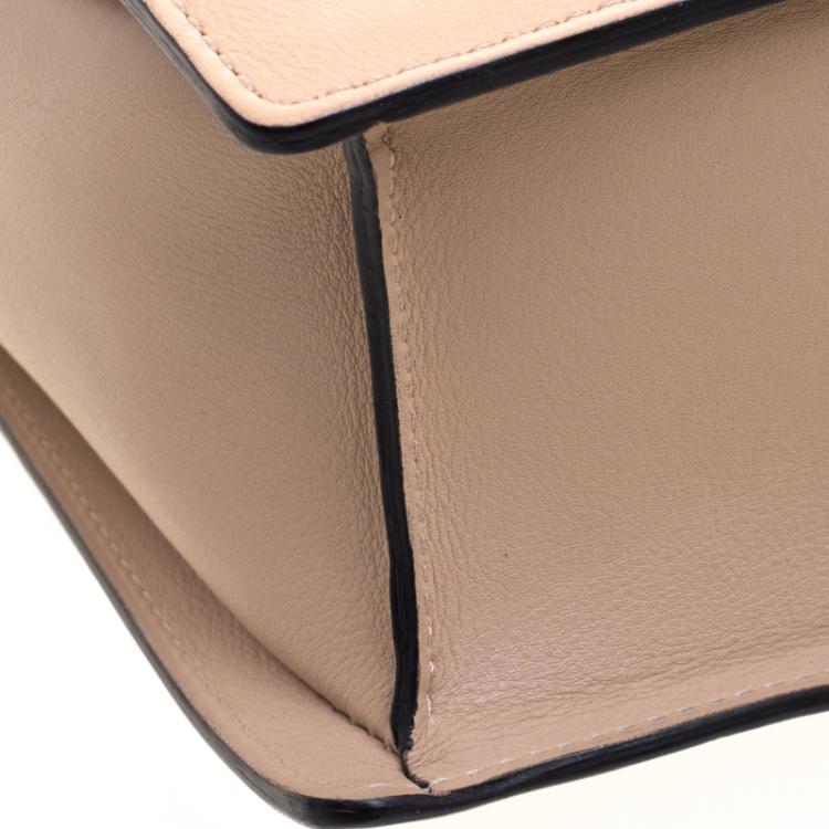 Pre Owned Delvaux Peach/Beige Leather Madame PM Shoulder Bag 