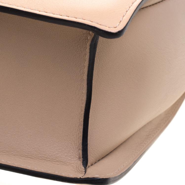 Pre Owned Delvaux Peach/Beige Leather Madame PM Shoulder Bag 