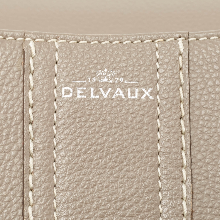 Pre Owned Delvaux Grey Leather Mini Brillant East/West Top Handle Bag
