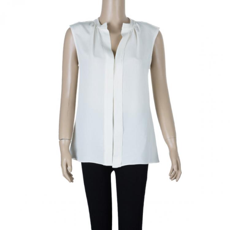 مملوكة مسبقًا Derek Lam Off-White Silk Top M