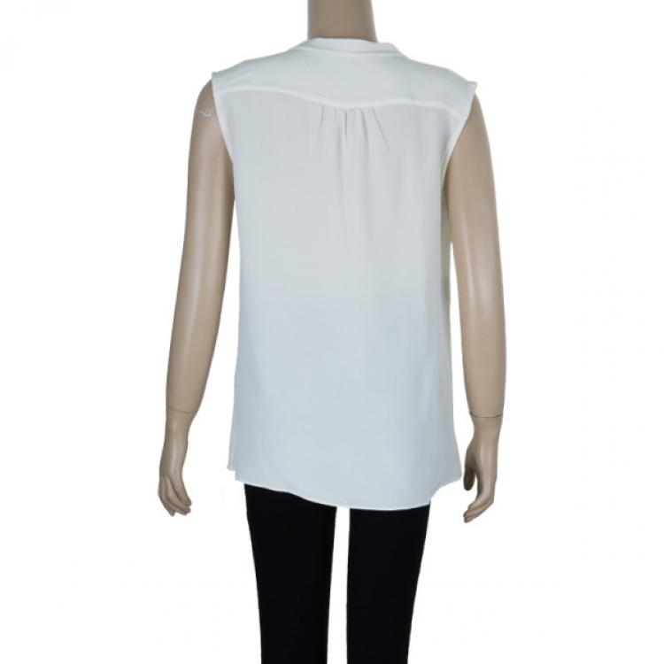 مملوكة مسبقًا Derek Lam Off-White Silk Top M