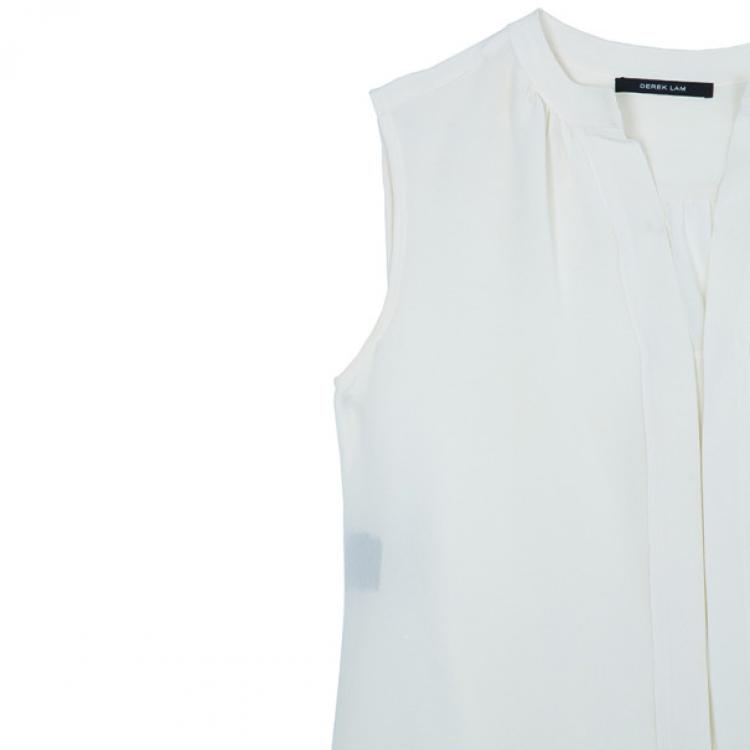 مملوكة مسبقًا Derek Lam Off-White Silk Top M