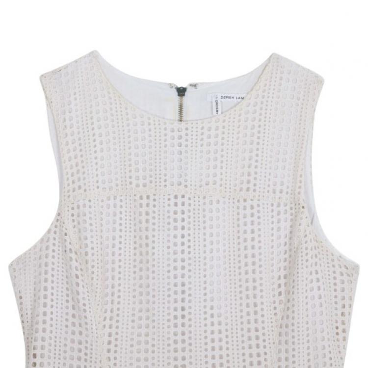 Pre Owned 10 Crosby Derek Lam Crochet White Tulip Hem Dress M