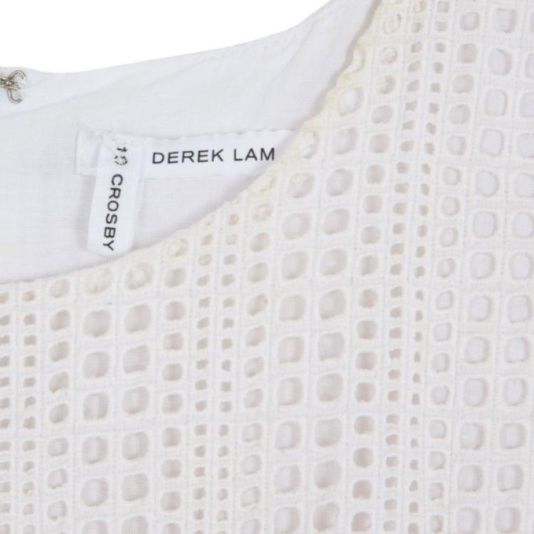 Pre Owned 10 Crosby Derek Lam Crochet White Tulip Hem Dress M