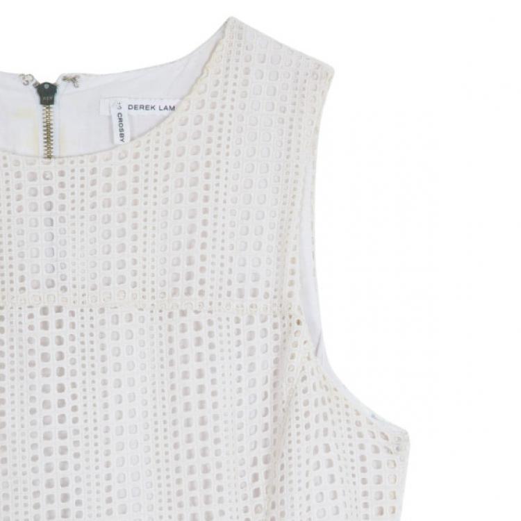 Pre Owned 10 Crosby Derek Lam Crochet White Tulip Hem Dress M