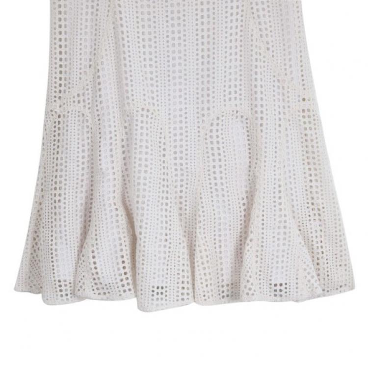 Pre Owned 10 Crosby Derek Lam Crochet White Tulip Hem Dress M