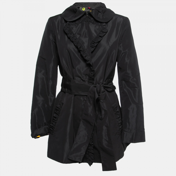 Pre Owned D&G by Dolce & Gabbana Black Synthetic Ruffled Belted Jacket M