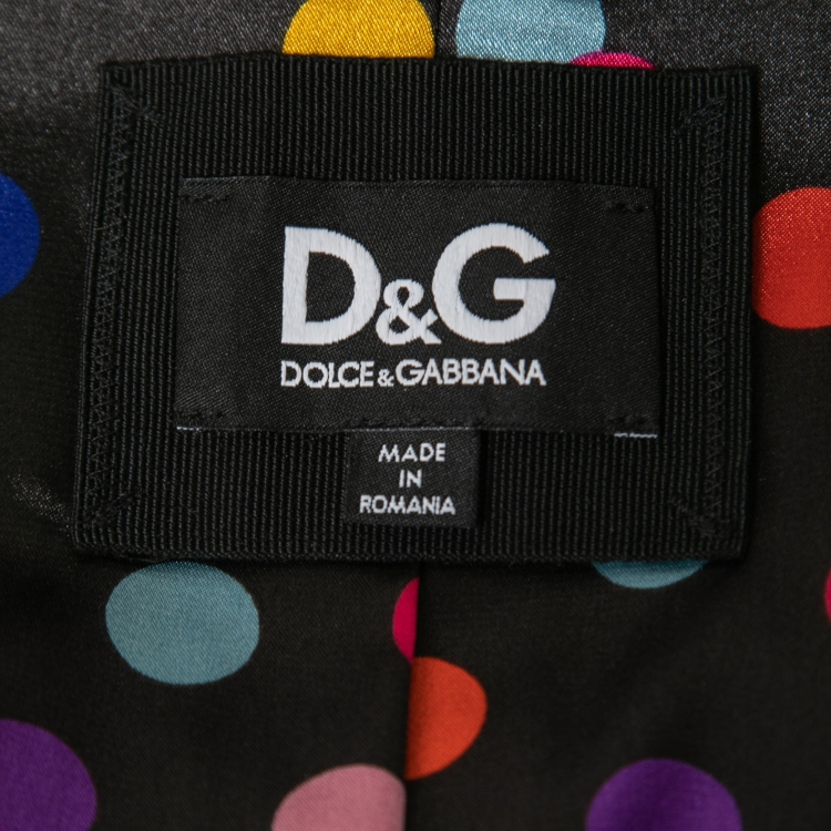 Pre Owned D&G by Dolce & Gabbana Black Synthetic Ruffled Belted Jacket M