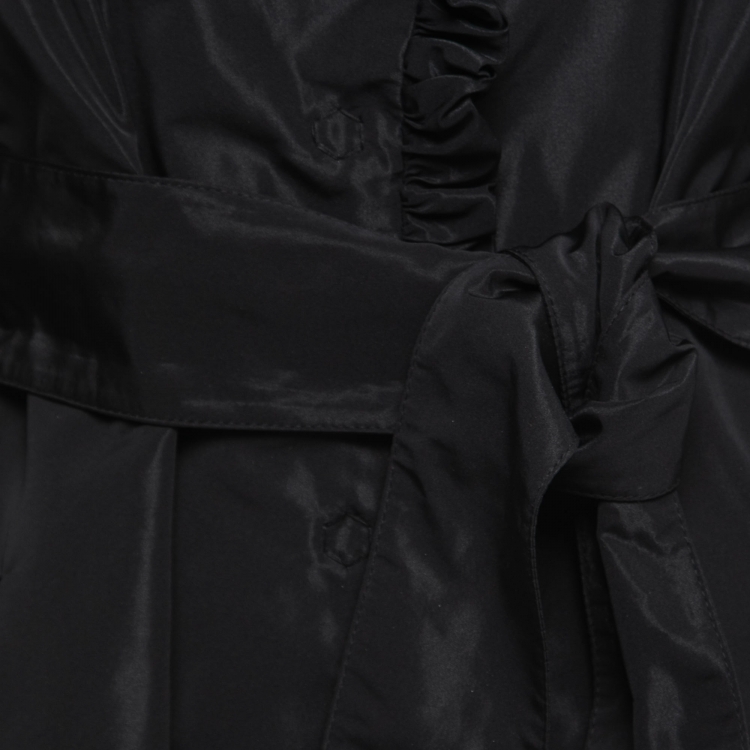 Pre Owned D&G by Dolce & Gabbana Black Synthetic Ruffled Belted Jacket M