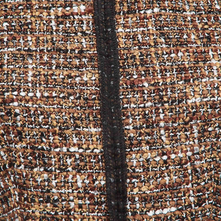 Pre Owned D&G Black and Brown Tweed Silk Overlay Flared Midi Dress M
