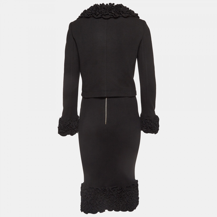 Pre Owned D&G Vintage Black Wool Ruffled Skirt Top Set M
