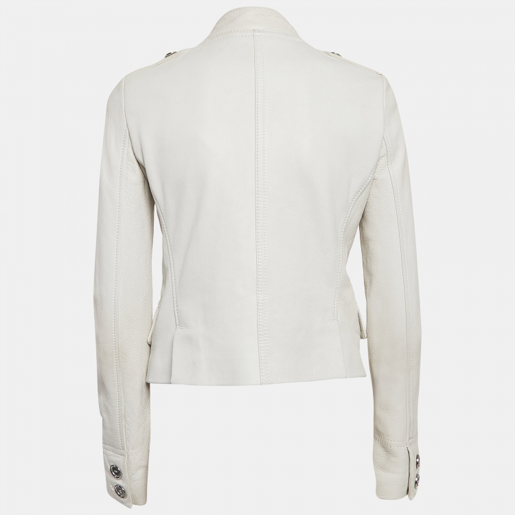Pre Owned D&G White Deer Leather Double Breasted Jacket M